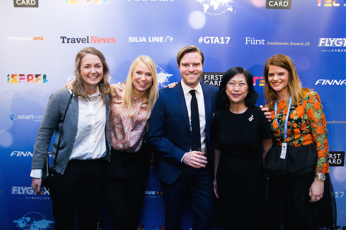 Madeleine Svantesson och Theres Birger från SAS, Jacob Nordendahl, Etraveli Smart Media, Veena Bohlin, Tourism Thailand, och Sofi Cederlöf Etraveli Smart Media. Foto: Olof Grind