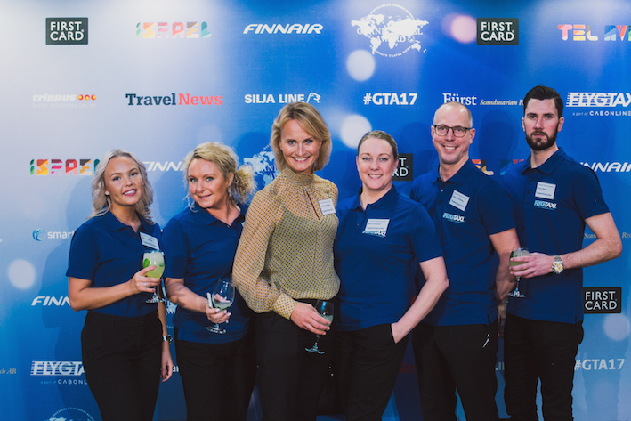 Johanna Melin, Camilla Sydfors, Pernilla Oldmark, Malin Eriksson, Joar af Klintberg, Chris Olsson från Flygtaxi/Cabonline. Foto: Olof Grind