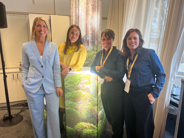 Några av dagens huvudtalare från vänster Lina Skandevall Journalist och konsult, Anna Österlund Placebrander, Lollo Blomberg Visit Swedenoch Kristina Nyström Visit Sweden