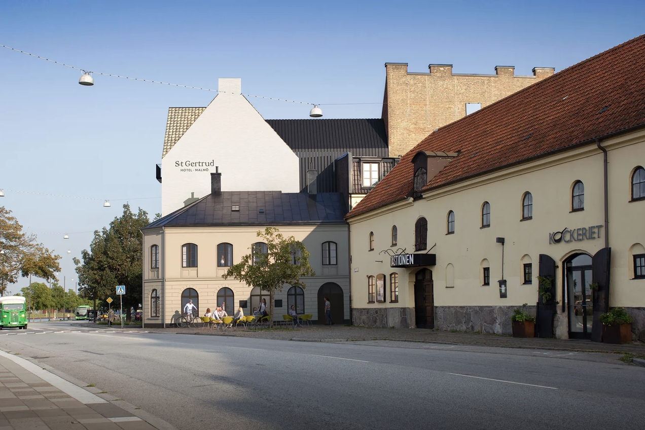 Skiss på hur hörnhuset ska se ut när det är färdigställt. Bild: Gertrud Fastigheter / Hultin & Lundquist Arkitekter AB