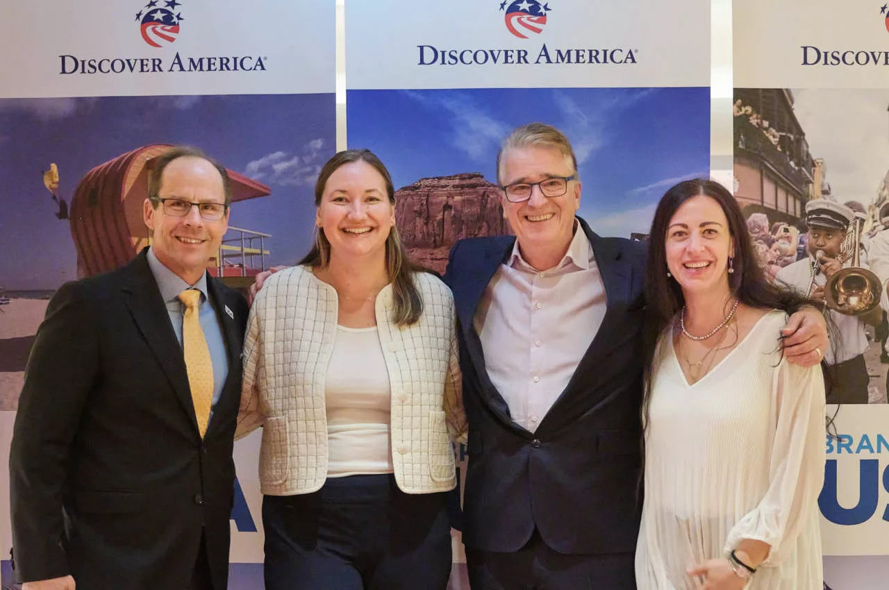 Från vänster: Johnny Gardsäter, Discover America Amanda Davis, Brand USA Paul Stanley, Our Man In Scandinavia och Laura Jacobson, Brand USA.