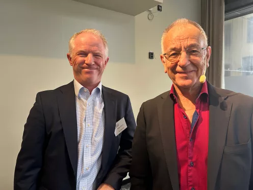 Oskar Almén från PA Consulting här tillsammans med dagens moderator Jan Wifstrand.