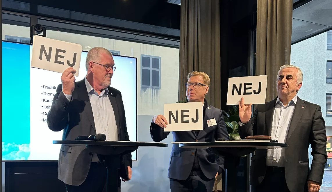 Thomas Morell (SD), Leif Gripestam (M) och Kadir Kaskirga (S) medverkade i panelen.