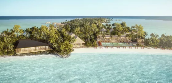 Bvlgari hittar ett nytt hem på Raa Atoll i form av 54 villor, inklusive en på en egen ö, samt spa och flera restauranger. Foto: Bvlgari