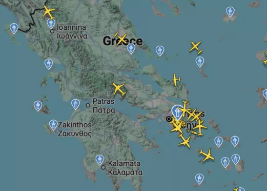 Skärmdump från Flightradar24.