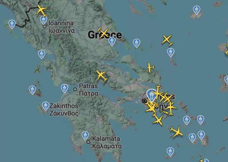 Skärmdump från Flightradar24.