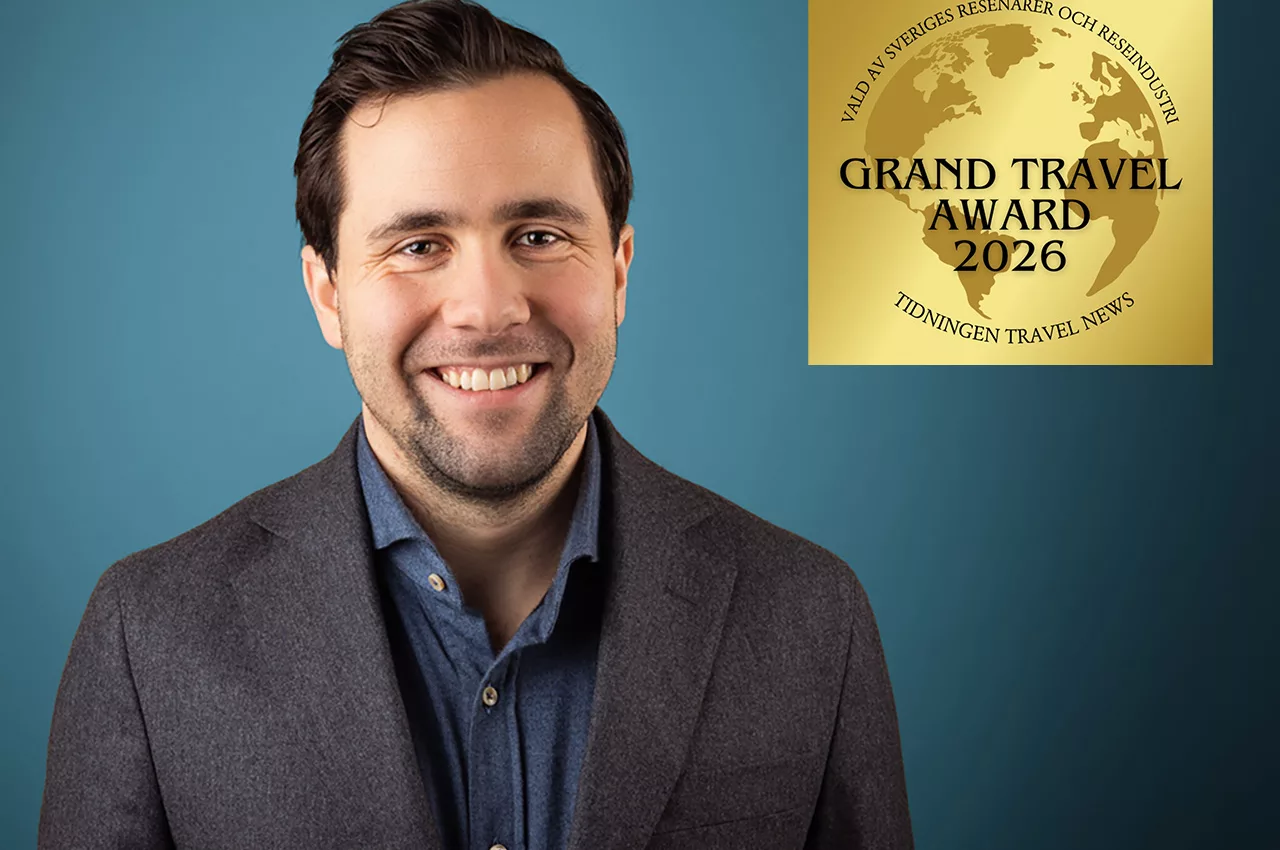Benjamin Dousa invigningstalar på Grand Travel Award den 29 januari.