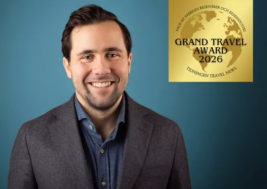 Benjamin Dousa invigningstalar på Grand Travel Award den 29 januari.
