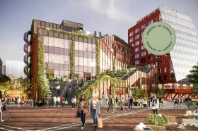 Visionsbild av kvarteret Embassy of Sharing.