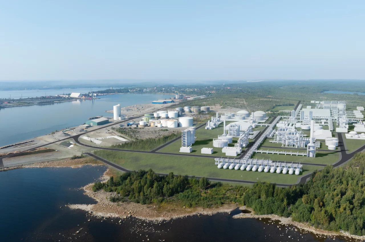 En skiss på hur den planerade fabriken kan komma att se ut