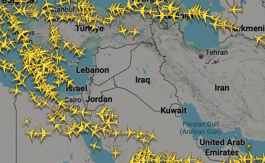 Skärmbild från Flightradar24.